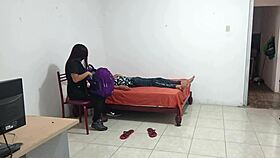 nurse dancing sensually at patients home