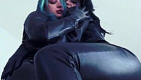 Leather outfits showcased at the office