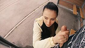 Risky Public Blowjob on a Bus Station