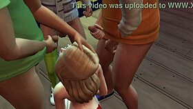 Hot teen sucking cocks at the bar in sims 4 😏