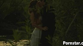 Horny pornstar Natalia Wood fucked outdoors in missionary and riding!