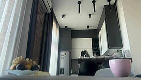 Sexy Fit Brunette Cleans House Naked Without Any Panties.