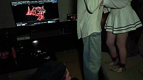 Busty girlfriend at house party with friend