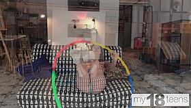 My18Teen 18+S - Adorable Girl Jane White Plays With Gymnastics Hoop And Fucks Her Pussy With Fingers