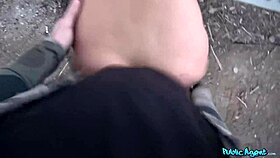 public agent meets brunette babe with perfect thick body who cums hard