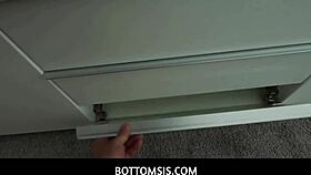 Hot stepsister strokes pervy stepbro 😏