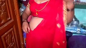 Desi beauty housewife Sary changes clothes at home.