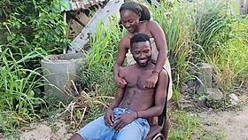 Pretty neighbor moans during juicy outside quicky