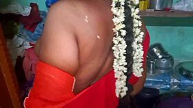 Desi beauty housewife Sary changes clothes at home.