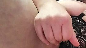 this lingerie babe masturbates hard with a buttplug for double penetration orgasm.