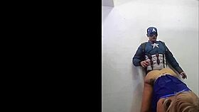 Savana Styles Cosplays Captain America in Intense Blowjob Scene