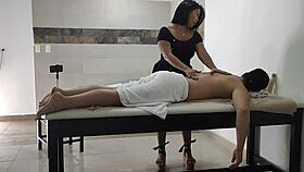 Massage turns steamy with big ass Latina brunette