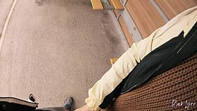 Risky Public Blowjob on a Bus Station