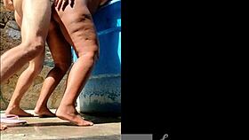 I paid big bathing outside, ended with ass full of cum.