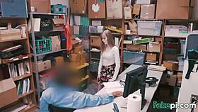 Young shoplifter Dolly Leigh gets her pussy smashed hard in the storage room