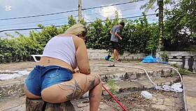 Brazilian Ass Pussy Gets Hand In For Monster Cock!