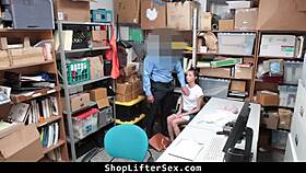 suspect teen 18+ brunette threatened lp officer with firing over shoplifting at shopliftersex