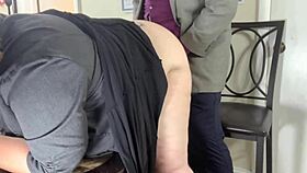 Business meeting turns into black cock blowjob with blonde milf secretary