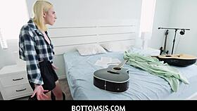 Hot stepsister strokes pervy stepbro 😏