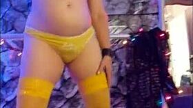 Hotwife Steffi dances pussy in panties for voyeur.