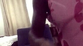 Crazy bitch twerks on the landlord's bed during vacation.