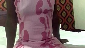 Crazy bitch twerks on the landlord's bed during vacation.