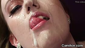 Watch this foxy hottie suck and get cumshot on her face?