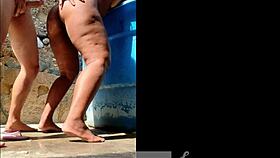 I paid big bathing outside, ended with ass full of cum.