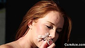 Watch this foxy hottie suck and get cumshot on her face?