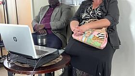 Business meeting turns into black cock blowjob with blonde milf secretary