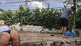 Brazilian Ass Pussy Gets Hand In For Monster Cock!