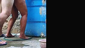 I paid big bathing outside, ended with ass full of cum.