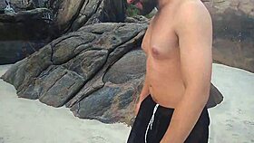 Wow, I went to the nudist beach for outdoor sex with flashing and licking!