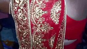 Desi beauty housewife Sary changes clothes at home.