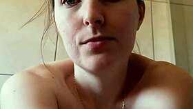 cute babe smoking in the bathroom with neighbors around