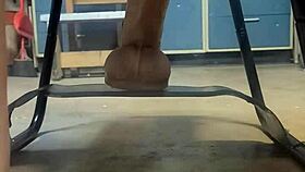 big hankeys dildo bounces on sex chair