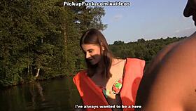 Three Men in a Boat Pick Up a Girl for Wild Outdoor Threesome Creampies.