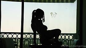 Bigtittygothegg silhouette rides dildo with big ass and shaved pussy