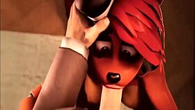 Toy Freddy receives a blowjob and licking in this lesbian toy scene.