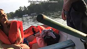 Three Men in a Boat Pick Up a Girl for Wild Outdoor Threesome Creampies.