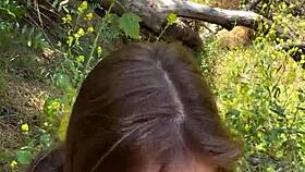 pov blowjob on hiking trail with petite romanian nadia noja licking balls and deepthroating monster cock