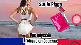 Diaper lover explores sensual trance on French beach