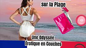 Diaper lover explores sensual trance on French beach