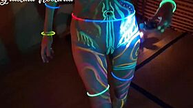 Fucked the wild slim girl in the uv-light with her bent over naked ass and shaved pussy 😈