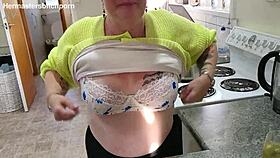 kiwi milf sub slurps up the wine after her master spills it everywhere