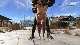 Mutant Pounds Girl in Stockings Doggystyle Bent Over!