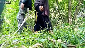 fat milf exposes hairy pissing cunt to horny lover outdoors