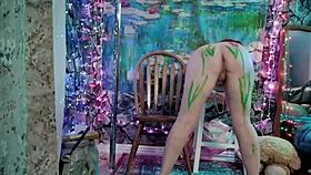 Steffi's redhead pussy lips tease