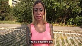 Pumpino Yes! Italian Babe Sucks Hard for Cash in Public. She Flashes and Fucks with European Flair.