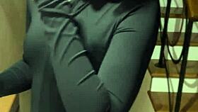 she gets a big dose for her throat, swallowing and gagging.